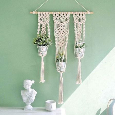 QueHouse Macrame-lankapurkin koriste - Seinäkoriste Boho-kukka