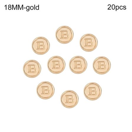 20 stk. Metal Bogstav B Knapper Skjorteknapper GULD 18MM 20 stk. 20 stk. guld 18MM 20 stk.-20 stk.