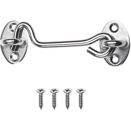 1x Hake och Ögla Lås (4 tum) - med Monteringsskruvar - Kraftigt