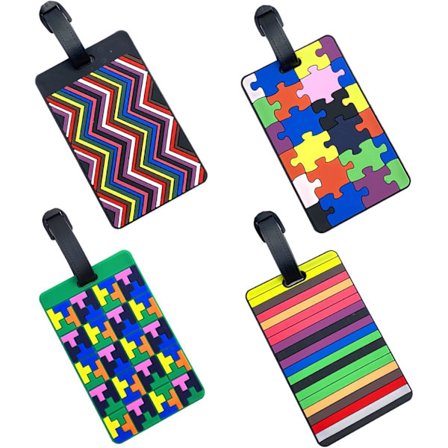 Sæt med 4 søde PVC bagagemærker til kuffert eller visitkort