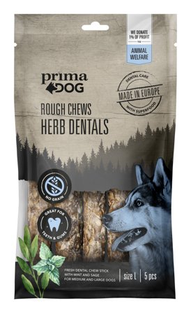 PrimaDog Prima Dog Rough Chews Dental Mint/Sage purutikku, 15 cm