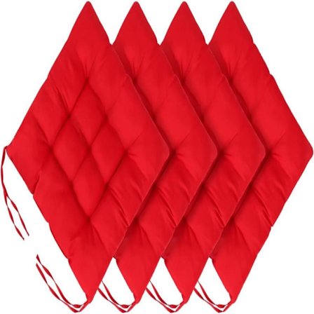 4-pack Pehmusteet Ruokapöydän Tuoliin 40x40cm Puutarhatuolin Pehmusteet Nauhoilla Mukavat Pestävät Neliönmuotoiset Pehmusteet Punainen -FD4-
