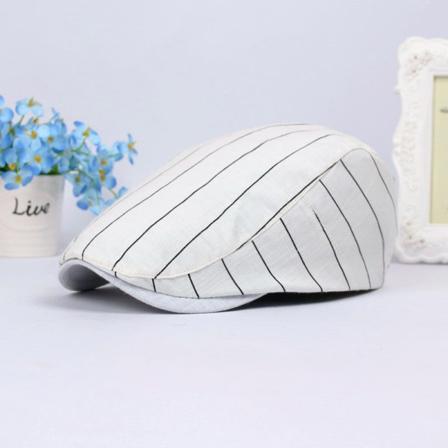 Beret lue Stripet beret herre og kvinner bomull topplue vår og sommer Advance hatter College Style solhatt jente lue White Adjustable