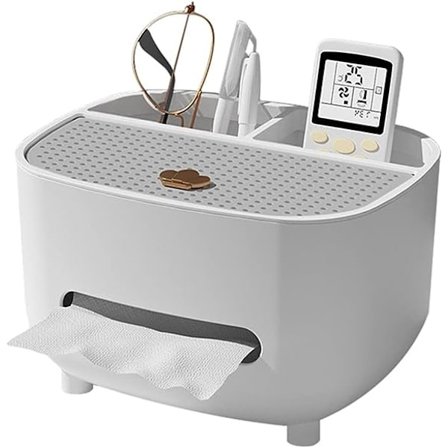 Vävnadslådaöverdrag med förvaring, Servettvävnadslådaöverdrag Multifunktionell Pappersvaror Fjärrkontrollslåda Ansiktsvävnadslåda Fodral Dispenser 