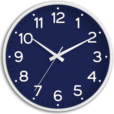 8 tums tyst väggklocka, batteridriven modern analog marinblå