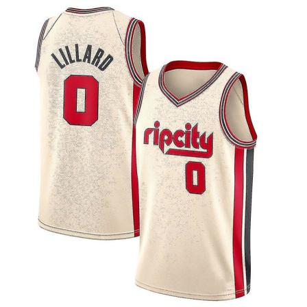 Damian Lillard #0 Baskettröja 21/22 Idrottsuniform För Män Cream L