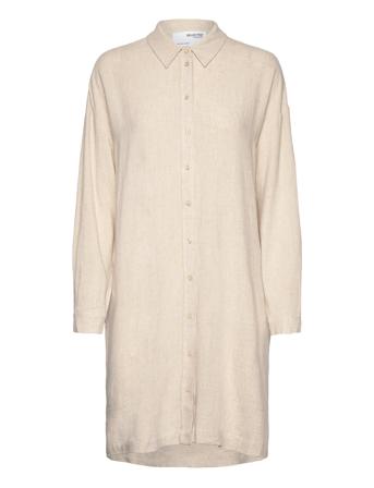 Slfviva-Tonia Long Linen Shirt B Cream Selected Femme