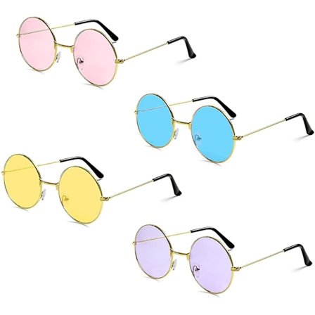Unisex Runda Solglasögon Färgade Retro Glasögon Hippie Solglasögon 60-tal John Lennon