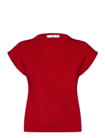 Short-Sleeved Fine-Knit Sweater Tops Knitwear Jumpers Red Mango