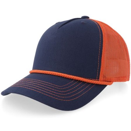 Equip - Blå trucker Keps - Navy/Orange Rope Mid A-frame Trucker @ Hatstore