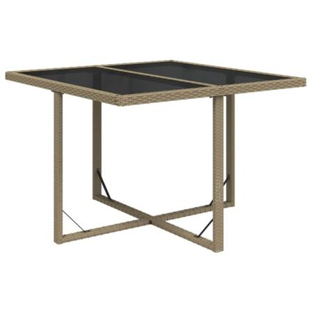 Vidaxl Trädgårdsbord Beige 109x107x74 Cm Konstrotting Och Glas Beige