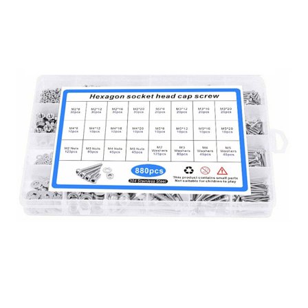 880 stk. møtrikker og bolte sæt bolte og møtrikker skiver sortimentssæt