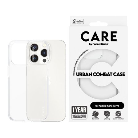 CARE by Panzer Urban Combat Case Transparent iPhone 15 Pro PanzerGlass - High quality tempered glass screen protector