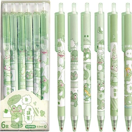 6 stk Black Cat Gel Pen Cartoon Animals Gel Pen Cat Model Penner