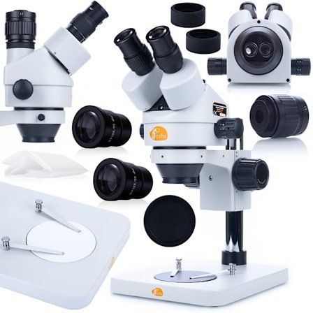 Stereomikroskooppi Trinokulaarinen Mercury Pro MSMP-T-PS1 – 7X-45X Zoom | Simul-Focal | C-Mount