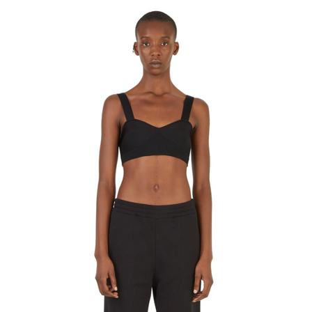 Alexander McQueen Engineered-Knit Bra Top Sort, Dame