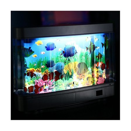 LED Akvarielampe Dynamisk Virtuel Ocean Delfin Kunstig Tropisk Landskab Natlys Sød Roo