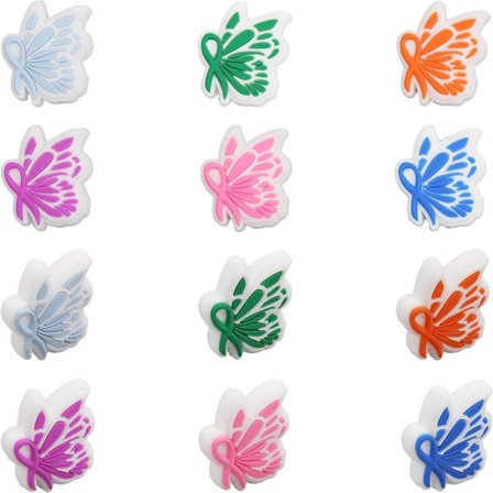 12 kpl söpöjä perhosen muotoisia silikonihelmiä värikäs eläin