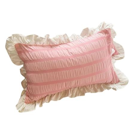 Ruffles putetrekk for student - Ren farge - Pustende - Nydelige putetrekk for sovesal - Soverom - Rosa - 48x74cm/18.9x29.1in