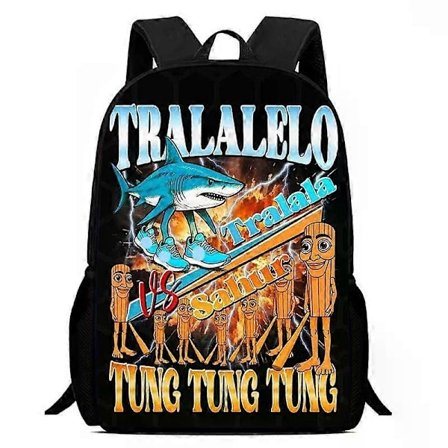 (AZC)Skolväska Tralalero Tralala Ryggsäck Tungtung Sahur Brainrot Barn Skolväskor Barn Utomhus Sport Ryggsäck Rese Anime Ryggsäck Gåva 12