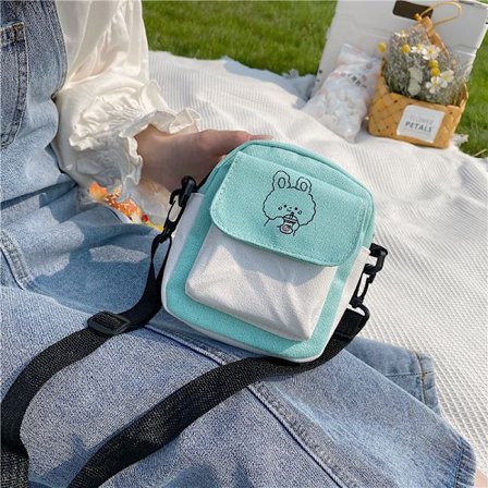 Lerret Dame Telefonveske Tegneserie Trykt Skulderveske Fas