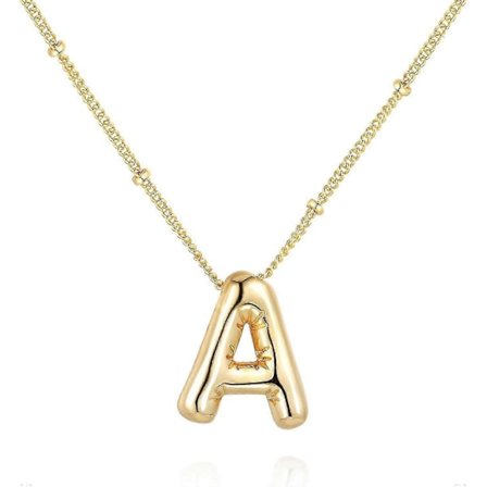 Bubble Bogstav Halskæde Ballon Initial Halskæder Til Kvinder Piger Fin Alfabet Vedhæng 14k Guldbelagt Puffy Navn Personlig Smykkegave