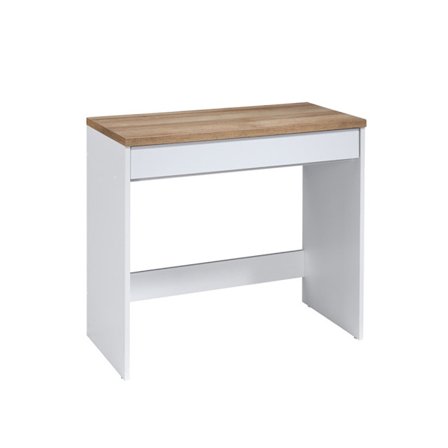 Hvidt skrivebord med skuffe, naturlig finish, 80x40x76 cm