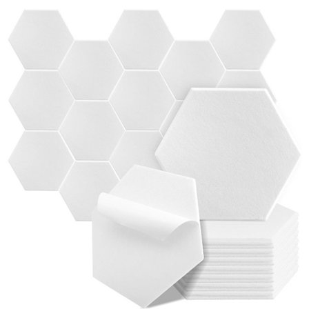 12 Pakk Akustiske Paneler, -Lim Akustiske Paneler, Lydtette Skumpaneler, Lydtette Veggpaneler, hv(Hvit)