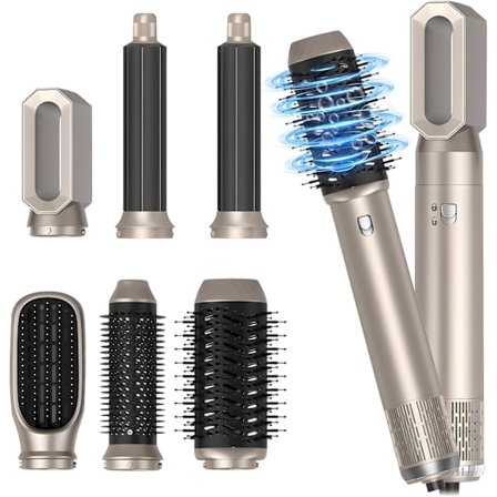 1000W 6 i 1 Varmluftstyler, Højhastigheds Negativ Ionisk Hårstyler med Hårtørrerbørste, Hårtørrerkrøller, Automatiske Krøllejern, Volumengivende 