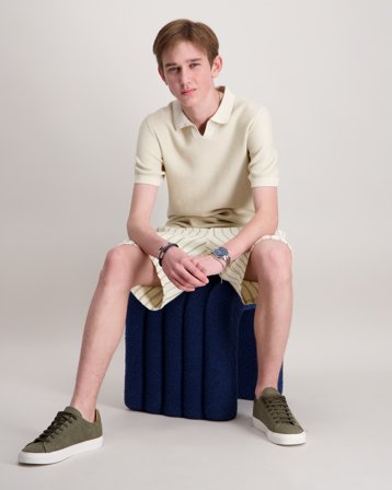 Jack & Jones JPRCCEASTON KNIT SPLIT NECK SS JNR Szary Topy i bluzki Chłopiec - Kids Brand Store