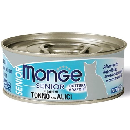 Monge Jelly Senior Filetti di Tonno e Alici Cibo Umido Per Gatti