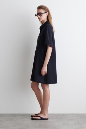 COS Women's Mini Abito In Stile Polo In Jersey in Blu