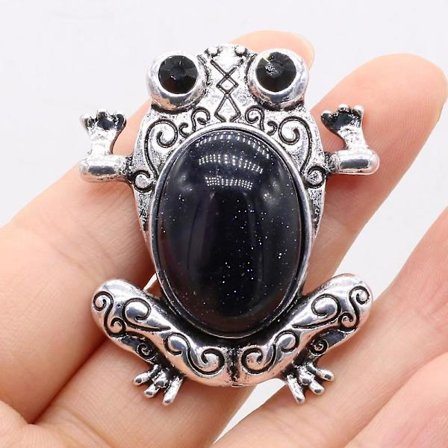 Naturstensskal hängsmycke Vintage stil halsband mode smycken groda form blå turkos agat A