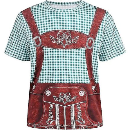 Oktoberfest Kortärmad Bayersk T-shirt Kostym för Män GRÖN