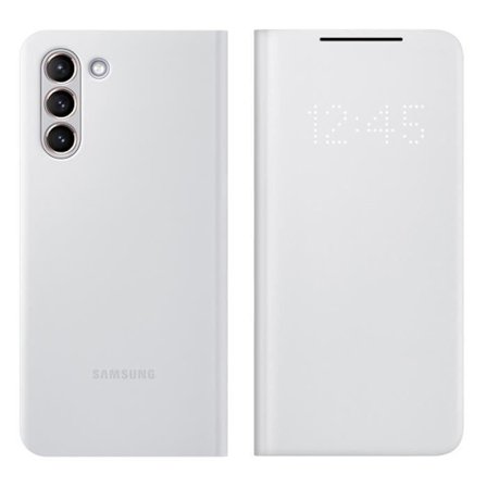 Etui - Samsung - Galaxy S21 - Smart flap - Farve Sølvgrå - Blød