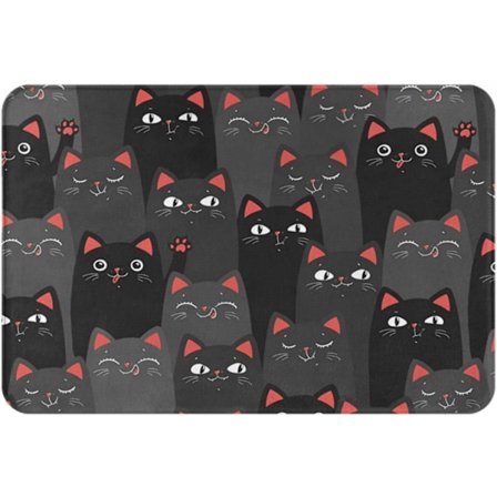 Dørmåtte 40x60 cm Tegneserie Sorte og Grå Katte Dekorativ Entré Gang Gulvmåtte
