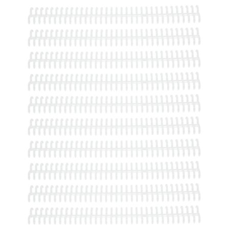 10 kpl 34-reikäisiä muovisia jaettuja irtolehtirenkaita, halkaisija 12 mm, läpinäkyviä