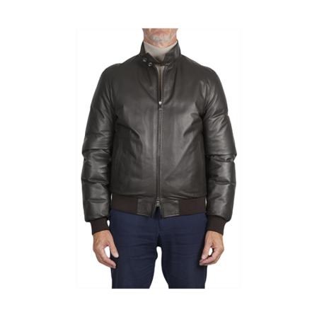 Corneliani, Leather Jackets Bruin, Heren, Maat:L