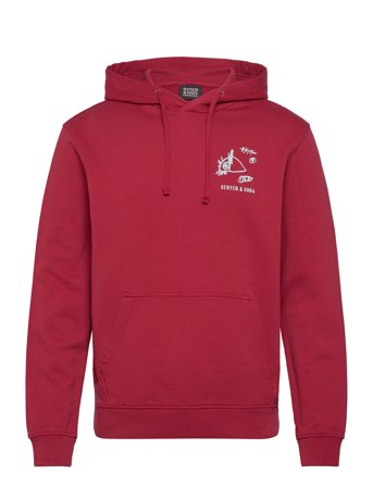 Scotch & Soda Regular Fit Front And Back Artwork Hoodie - Red - S
