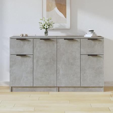 Vidaxl Skänk 2 St Betonggrå 60x30x70 Cm Konstruerat Trä Grå
