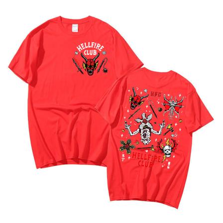 Hellfire Club Print Fashion T-shirt Toppar För Män Och Kvinnor Red M