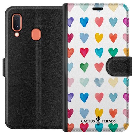 Yhteensopiva Lompakkokotelo Samsung Samsung Galaxy A20e Cactus and Friends - Watercolor Love Grid
