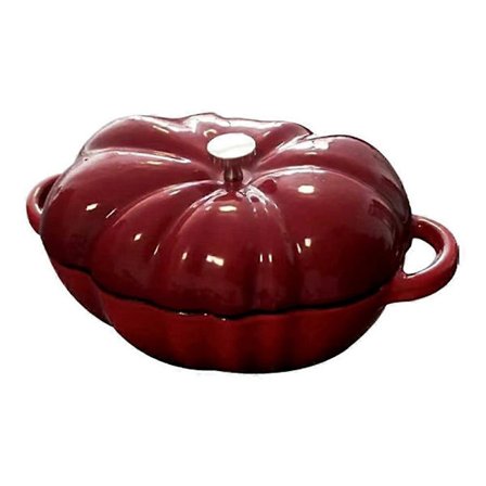 Gryta i gjutjärn med pumpaform, 2L emaljerad kokgryta med lock, non-stick