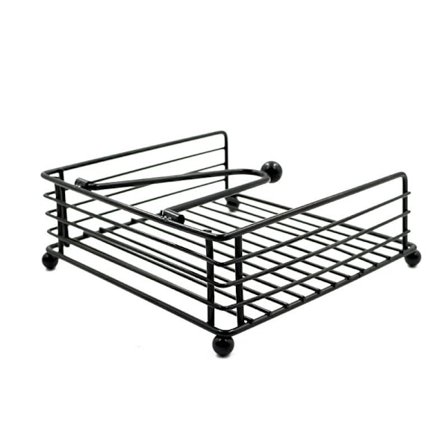 Servietholder, flad servietdispenser med vægtet arm, firkantet cocktailpapirholder, elegant rustik smedejern, sort