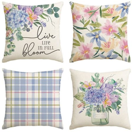 18 X 18 Tyynynpäälliset 4 Kpl Ruudullinen Maalaistalon Tyynynpäälliset Koristetyynyt Koti Dekor