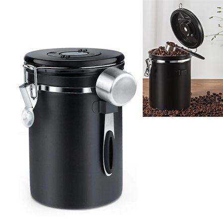 Lufttæt kaffedåse - med CO2-ventil - 1,8 L (sort) - 1 stk