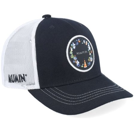 SQRTN - Svart trucker Keps - Kids Moomin Circle Black/White Trucker @ Hatstore