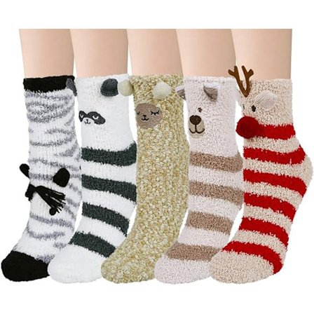 5 Par Fuzzy Sokker til Kvinder - Bløde, Fluffy og Søde Kattedyr til Vinter