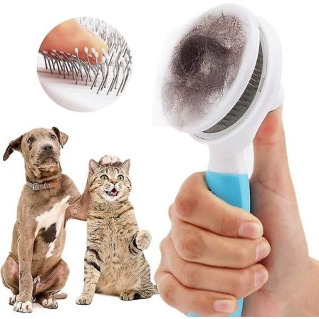 IC Husdjursvård Kattborste Hundborste Effektiv Pälsborste med Rengöringsknapp mot Trassel - 26 V