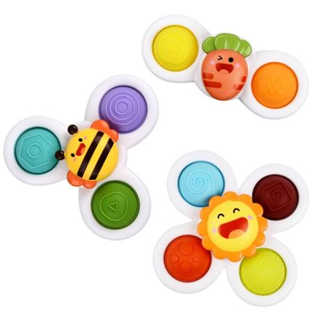 3 st sugkopp spinnerleksaker, baby spinner dimple leksak med pop
